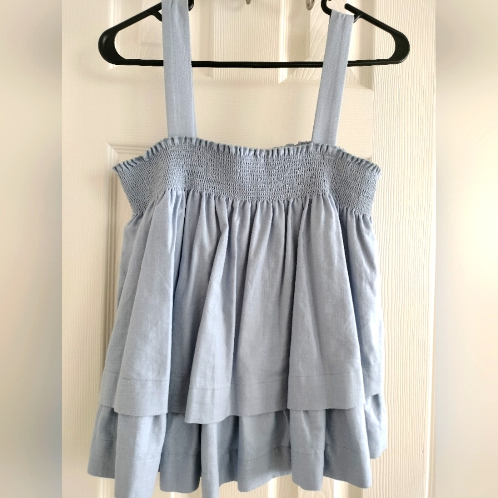Light Blue Gianni Bini Ruffled Top. New Without Tag